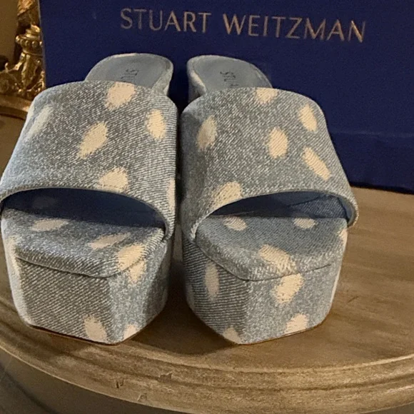 Stuart Weitzman  Wedge heels  Sorehigh Plat in Ocelot Denim. NEW with Box / tags - Picture 3 of 7